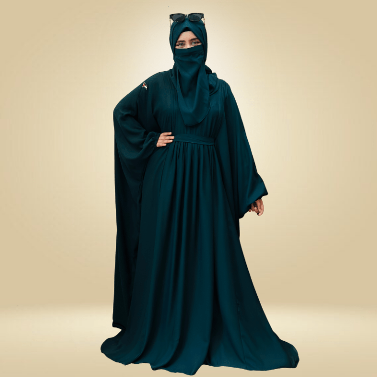 3 pcs Pleated Kaftan ABAYA | Black
